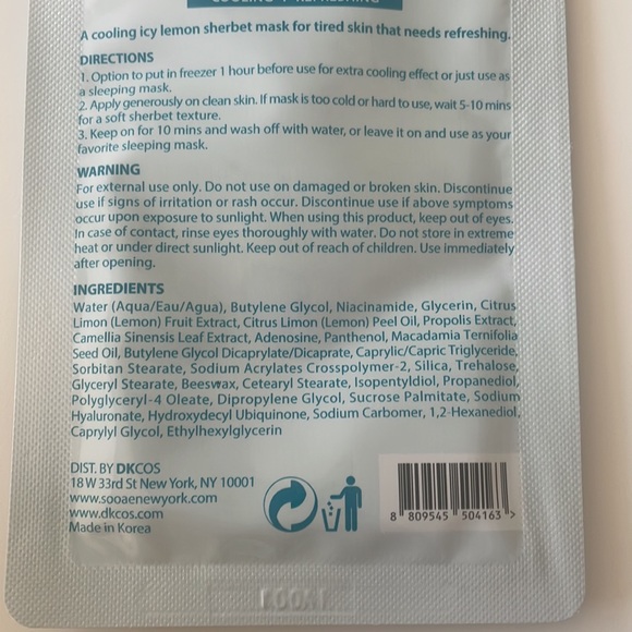 Korean Skincare Face Masks Bundle of 6: Soo’AE Honey Mask and Lemon Sherbet Mask - Picture 7 of 7